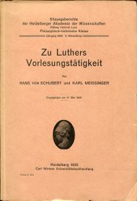Schubert, Zu Luthers Vorlesungstätigkeit. (Umschlag)