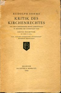 Sohms, Kritik des Kirchenrechts. (Umschlag)