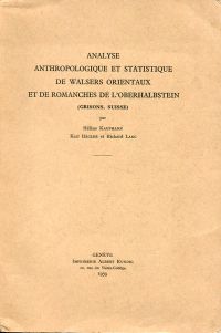 Kaufmann, Analyse anthropologique et statistique de Walsers orientaux et de Roma (Umschlag)