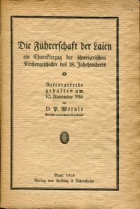 Wernle, Die Führerschaft der Laien, ein Charakterzug der schweizerischen Kirchen (Umschlag)