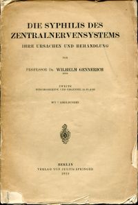 Gennerich, Die Syphilis des Zentralnervensystems, ihre Ursachen und Behandlung. (Umschlag)