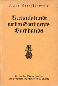 Kretzschmar, Verkaufskunde für den Sortimentsbuchhandel. (Umschlag)