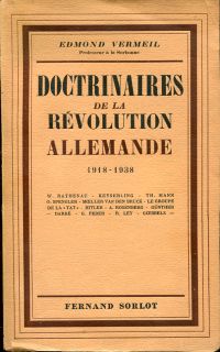 Vermeil, Doctrinaires de la Révolution allemande (1918-1938). (Umschlag)