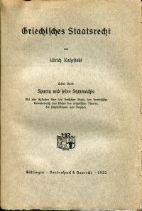Kahrstedt, Griechisches Staatsrecht. (Umschlag)