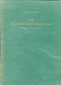 Suter, Die baseldeutsche Dichtung vor J. P. Hebel. (Umschlag)