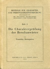 Baumgarten, Die Charakterprüfung der Berufsanwärter. (Umschlag)