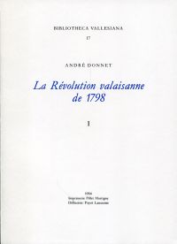 Donnet, La révolution valaisanne de 1798. (Umschlag)