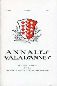 Annales Valaisannes, Bulletin annuel de la Société d'histoire du Valais Romand, (Umschlag)