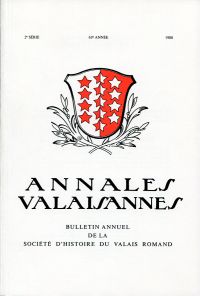 Annales Valaisannes, Bulletin annuel de la Société d'histoire du Valais Romand, (Umschlag)