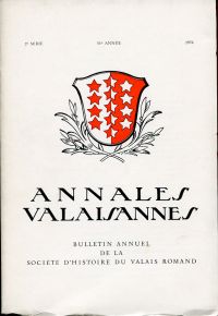 Annales Valaisannes, Bulletin annuel de la Société d'histoire du Valais Romand, (Umschlag)