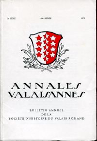 Annales Valaisannes, Bulletin annuel de la Société d'histoire du Valais Romand, (Umschlag)