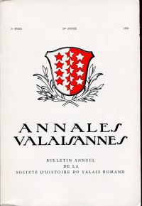 Annales Valaisannes, Bulletin annuel de la Société d'histoire du Valais Romand, (Umschlag)