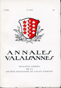 Annales Valaisannes, Bulletin annuel de la Société d'histoire du Valais Romand, (Umschlag)