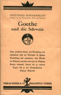 Bohnenblust, Goethe und die Schweiz. (Umschlag)