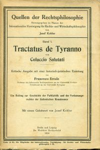 Salutati, Tractatus de tyranno. (Umschlag)