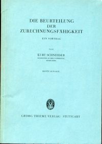 Schneider, Die Beurteilung der Zurechnungsfähigkeit. (Umschlag)