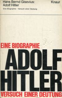 Gisevius, Adolf Hitler. (Umschlag)