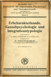 Pfahler, Erbcharakterkunde, Gestaltpsychologie und Integrationstypologie. (Umschlag)