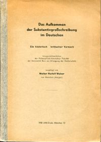 Weber, Das Aufkommen der Substantivgroßschreibung im Deutschen. (Umschlag)