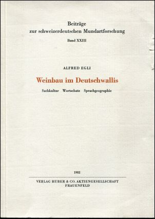 Egli, Weinbau im Deutschwallis. (Einband)