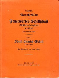 Kläui, Oberst Heinrich Wehrli. (Umschlag)