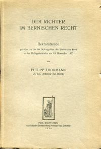 Thormann, Der Richter im bernischen Recht. (Umschlag)