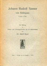 Burri, Johann Rudolf Sinner von Ballaigues, 1730-1787. (Umschlag)