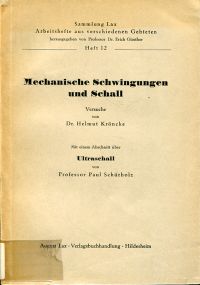 Kröncke, Mechanische Schwingungen und Schall. (Umschlag)