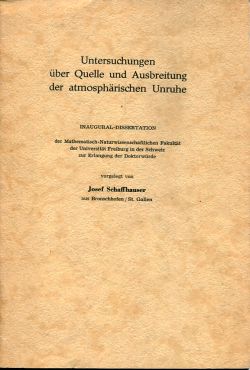 Schaffhauser, Untersuchungen über Quelle und Ausbreitung (Einband)