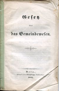 Gesetz über das Gemeindewesen. (Umschlag)
