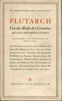 Plutarchus: Von der Ruhe des Gemütes und andere philosophische Schriften. (Umschlag)