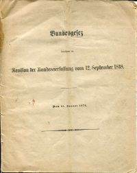 Bundesgesetz betreffend die Revision der Bundesverfassung vom 12. September 1848 (Umschlag)