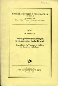Richter, Geoökologische Untersuchungen in einem Tessiner Hochgebirgstal. (Umschlag)