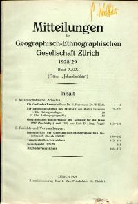 Mitteilungen der Geographisch-Ethnographischen Gesellschaft Zürich 1928/29, Band (Umschlag)
