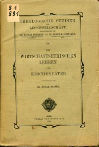 Seipel, Die wirtschaftsethischen Lehren der Kirchenväter. (Umschlag)