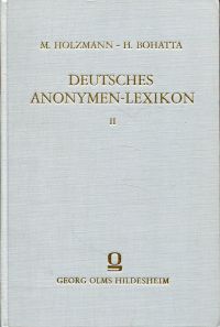 Holzmann, Deutsches Anonymen-Lexikon. (Umschlag)