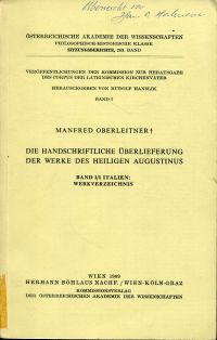 Oberleitner, Die handschriftliche Ueberlieferung der Werke des Heiligen Augustin (Umschlag)