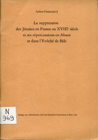 Ferrazzini, La suppression des Jésuites en France au XVIIIe siècle et ses réperc (Umschlag)