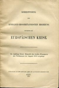 Korrespondenz der Königlich Großbritannischen Regierung betreffs der europäische (Umschlag)