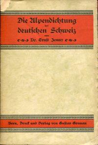 Jenny, Die Alpendichtung der deutschen Schweiz. (Umschlag)