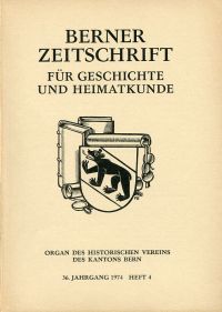 Berner Zeitschrift für Geschichte und Heimatkunde, 1974/4. (Umschlag)