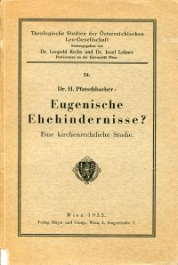 Pfatschbacher, Eugenische Ehehindernisse? (Umschlag)