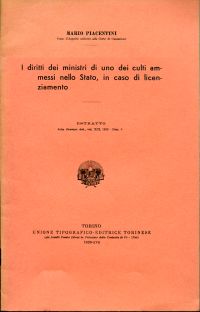 Piacentini, I diritti dei ministri di uno dei culti ammessi nello Stato, in caso (Umschlag)