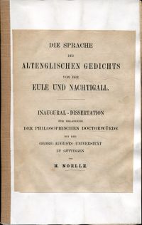 Noelle, Die Sprache des altenglichen Gedichts von der Eule und Nachtigall. (Einband)