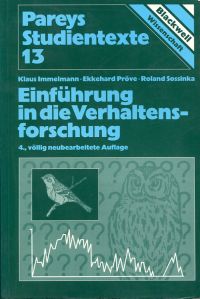 Immelmann, Einführung in die Verhaltensforschung. (Umschlag)