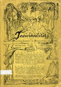 Storrer, Individiualität. Vierteljahresschrift für Philosophie und Kunst, 1. Jah (Umschlag)