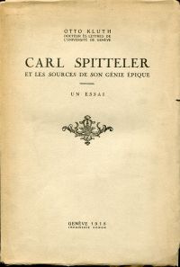 Kluth, Carl Spitteler et les sources de son génie épique. (Umschlag)