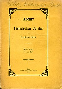 Müller, Die Fischersche Post in Bern in den Jahren 1675-1698. (Umschlag)