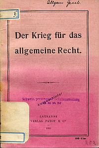 Der Krieg für das allgemeine Recht. (Umschlag)