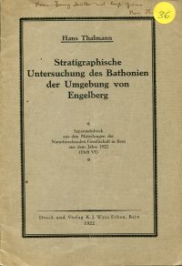 Thalmann, Stratigraphische Untersuchungen des Bathonien der Umgebung von Engelbe (Umschlag)